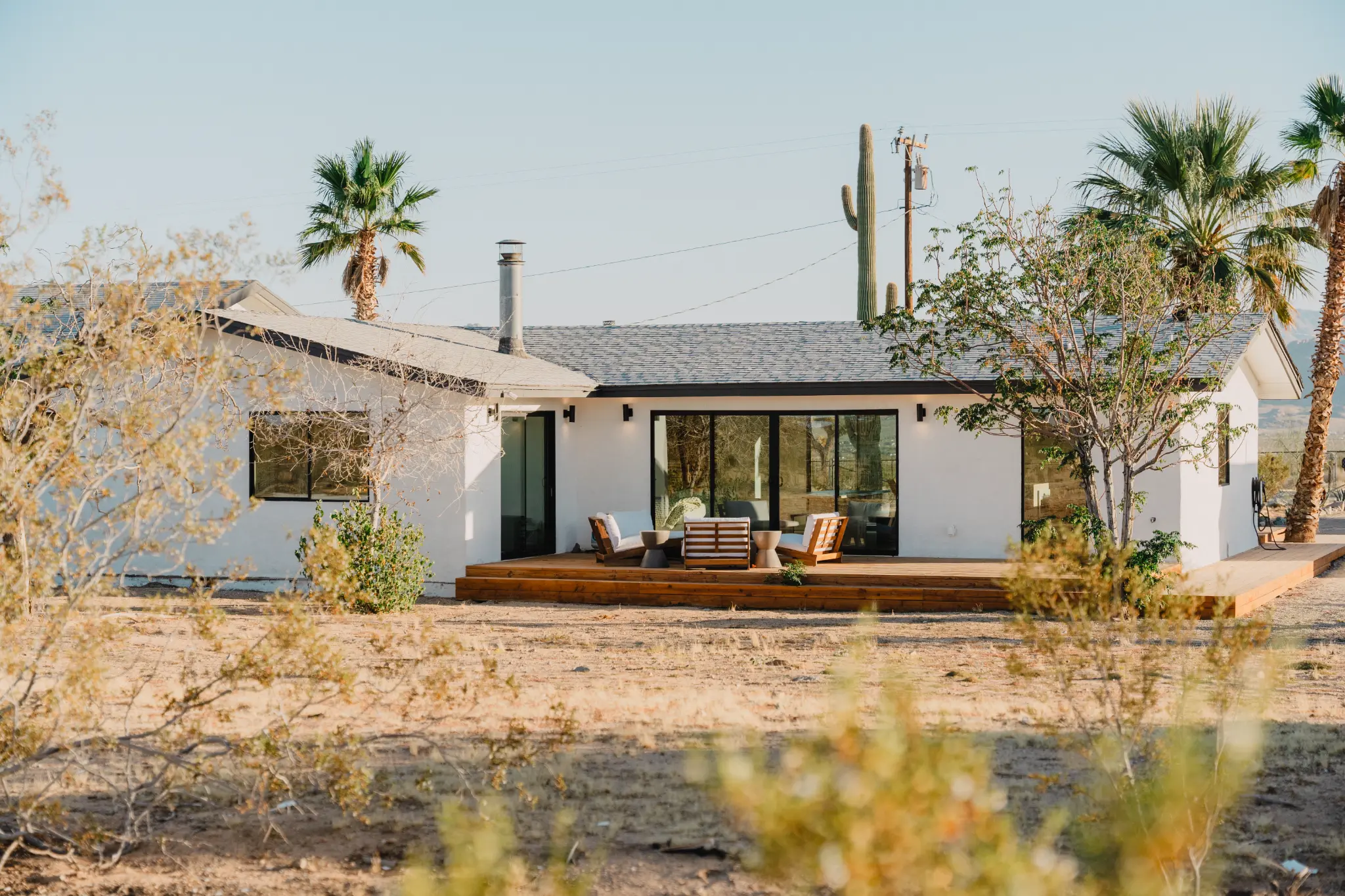SaguaroHaus — private desert compound at dusk